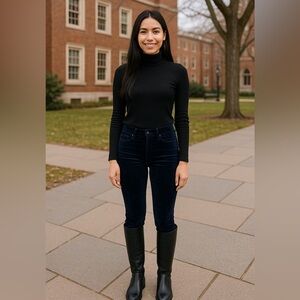 Paige Verdugo Blue Cotton Blend Ultra Skinny Velvet Jeans size 27